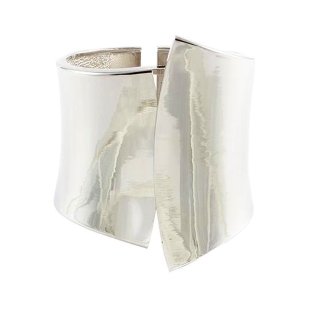 CURVED SILVER ARM CUFF - Picture 1 of 4